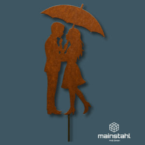 Paar mit Regenschirm – Stahl Deko für Garten & Zaun- langlebig & wetterfest