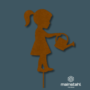 Mädchen mit Gießkanne - Stahl Deko für Garten & Zaun - langlebig & wetterfest