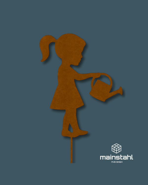 Mädchen mit Gießkanne - Stahl Deko für Garten & Zaun - langlebig & wetterfest