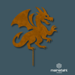 Drachen - Stahl Deko für Garten & Zaun - langlebig & wetterfest