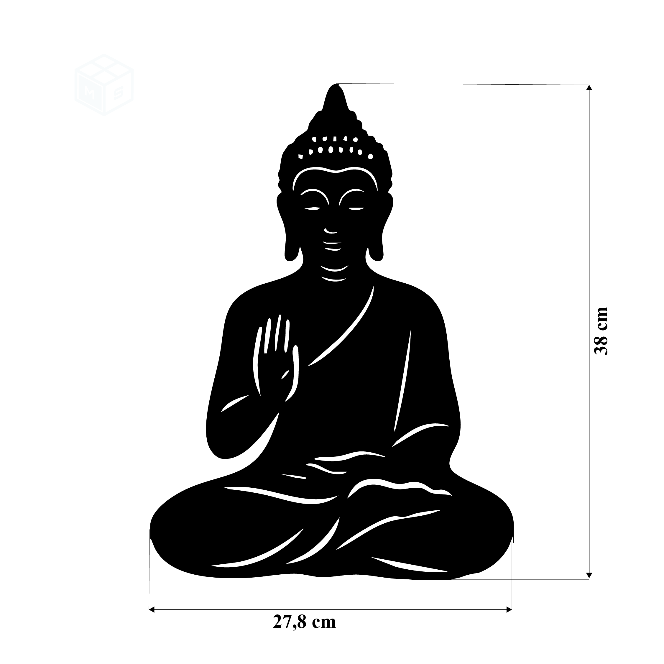 Buddha Gartenstecker oder Zaunmotiv – Einzigartige Stahldeko (2 Varianten Rost/Edelstahl) 5 Mainstahl_Buddha_Masse