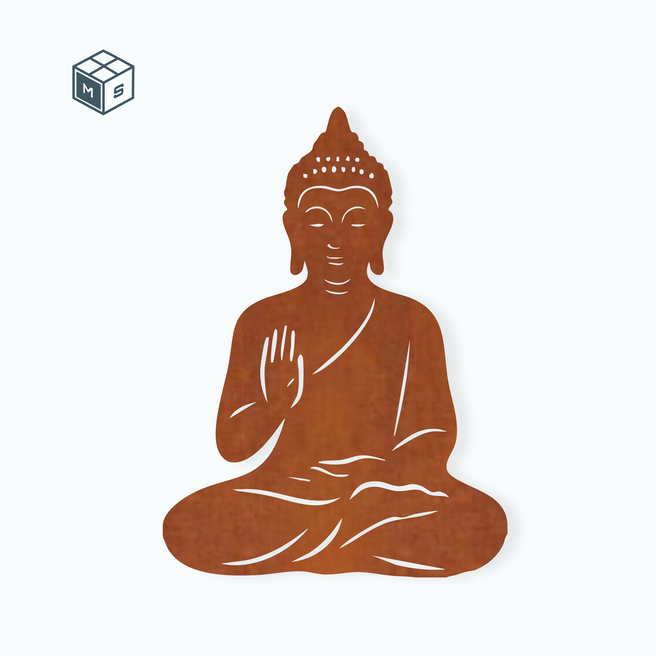 Buddha Gartenstecker oder Zaunmotiv – Einzigartige Stahldeko (2 Varianten Rost/Edelstahl) 1 Mainstahl_Buddha