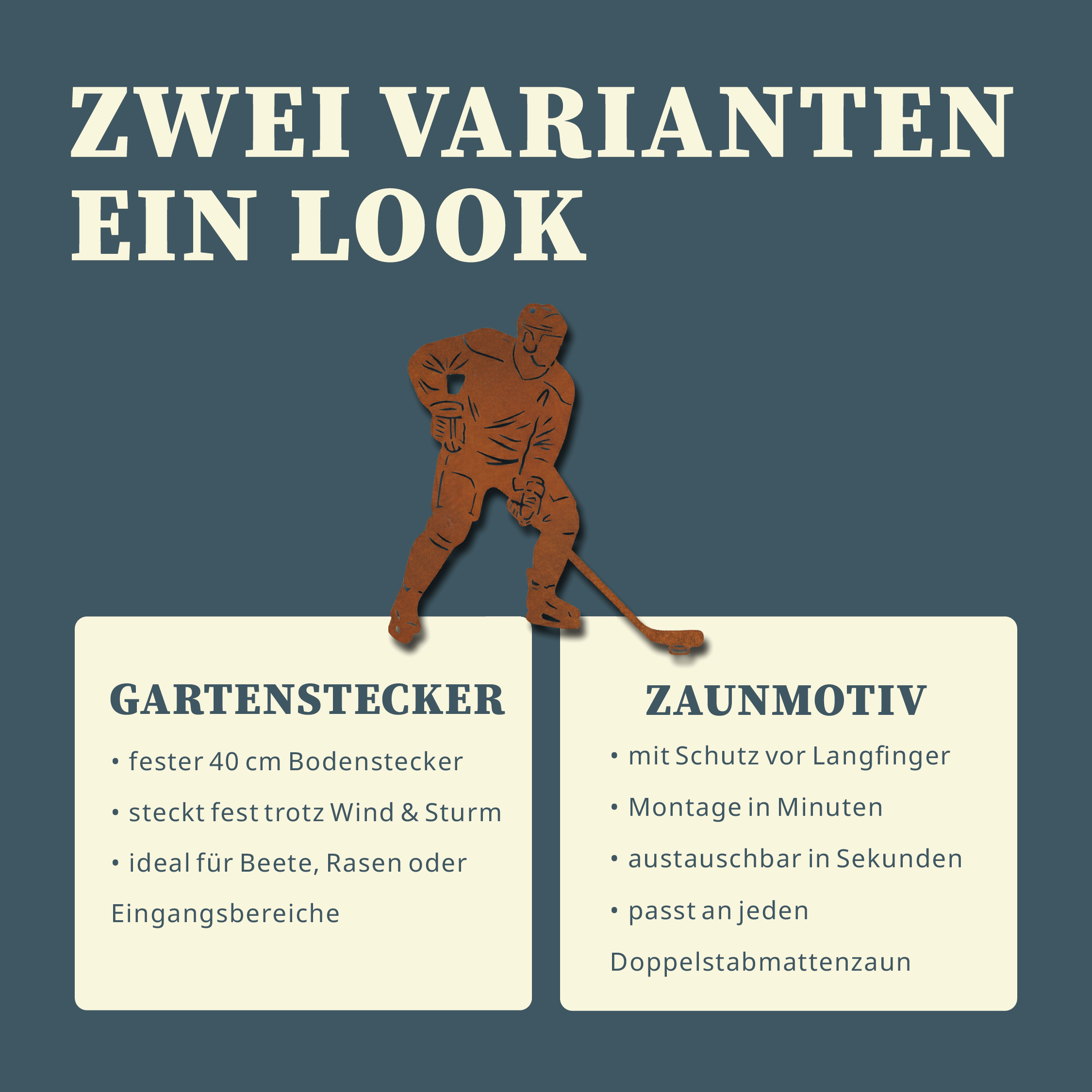 Eishockeyspieler Gartenstecker oder Zaunmotiv – Einzigartige Stahldeko (2 Varianten Rost/Edelstahl) 4 Eishockeyspieler Gartenstecker oder Zaunmotiv – Einzigartige Stahldeko (2 Varianten Rost/Edelstahl) – Bild 4