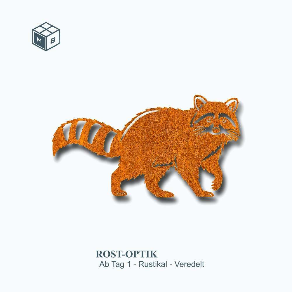 Waschbär – Gartenstecker, Zaunmotiv oder Wandschmuck – Einzigartige Stahldeko (Rostoptik/Edelstahl) 2 Waschbär – Gartenstecker, Zaunmotiv oder Wandschmuck – Einzigartige Stahldeko (Rostoptik/Edelstahl) – Bild 2